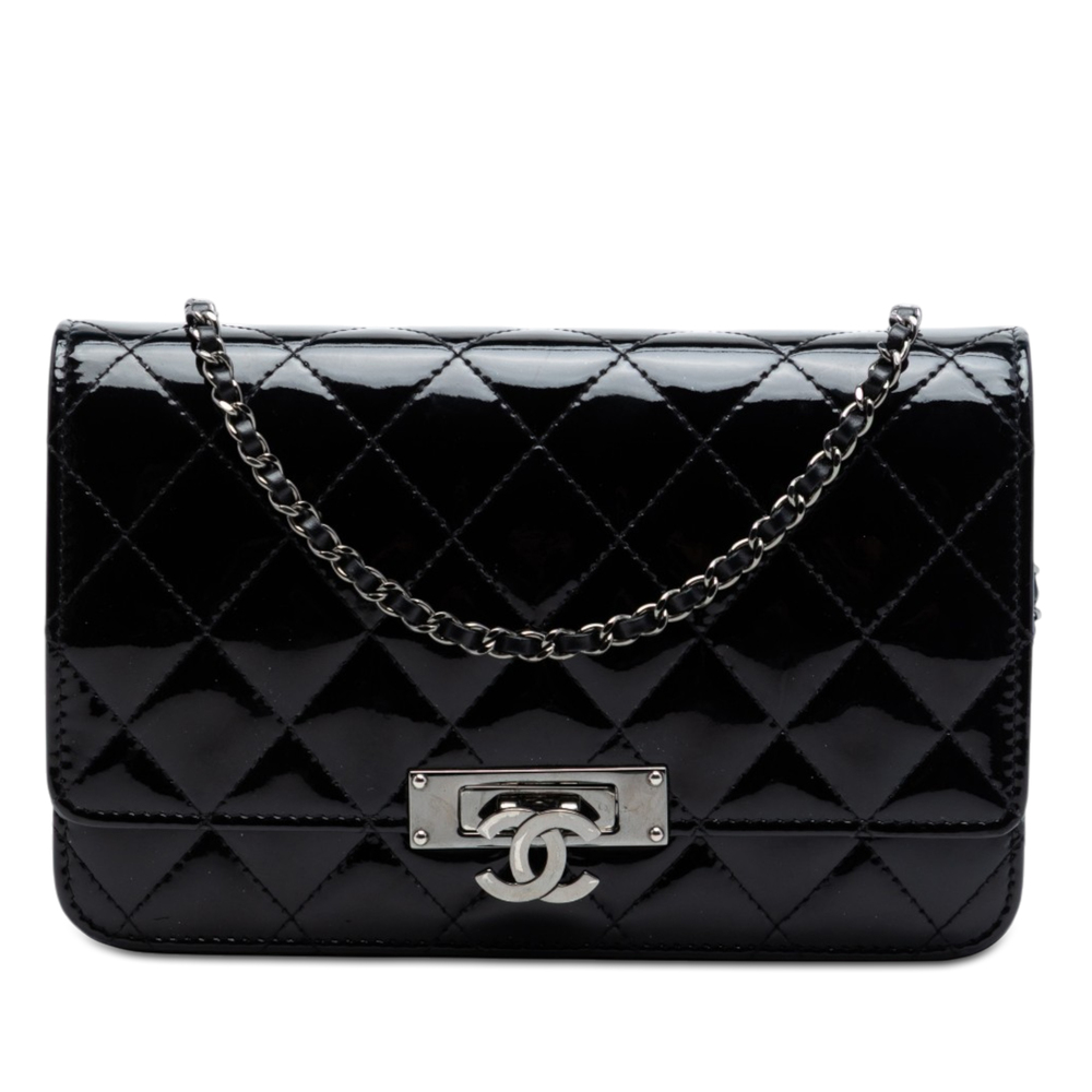 Pre-Loved Chanel Quilted Patent Golden Class Wallet on Chain
